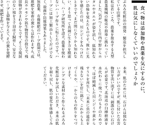 食べ物は添加物や農薬を気にするのに、肌は気にしなくていいのでしょうか